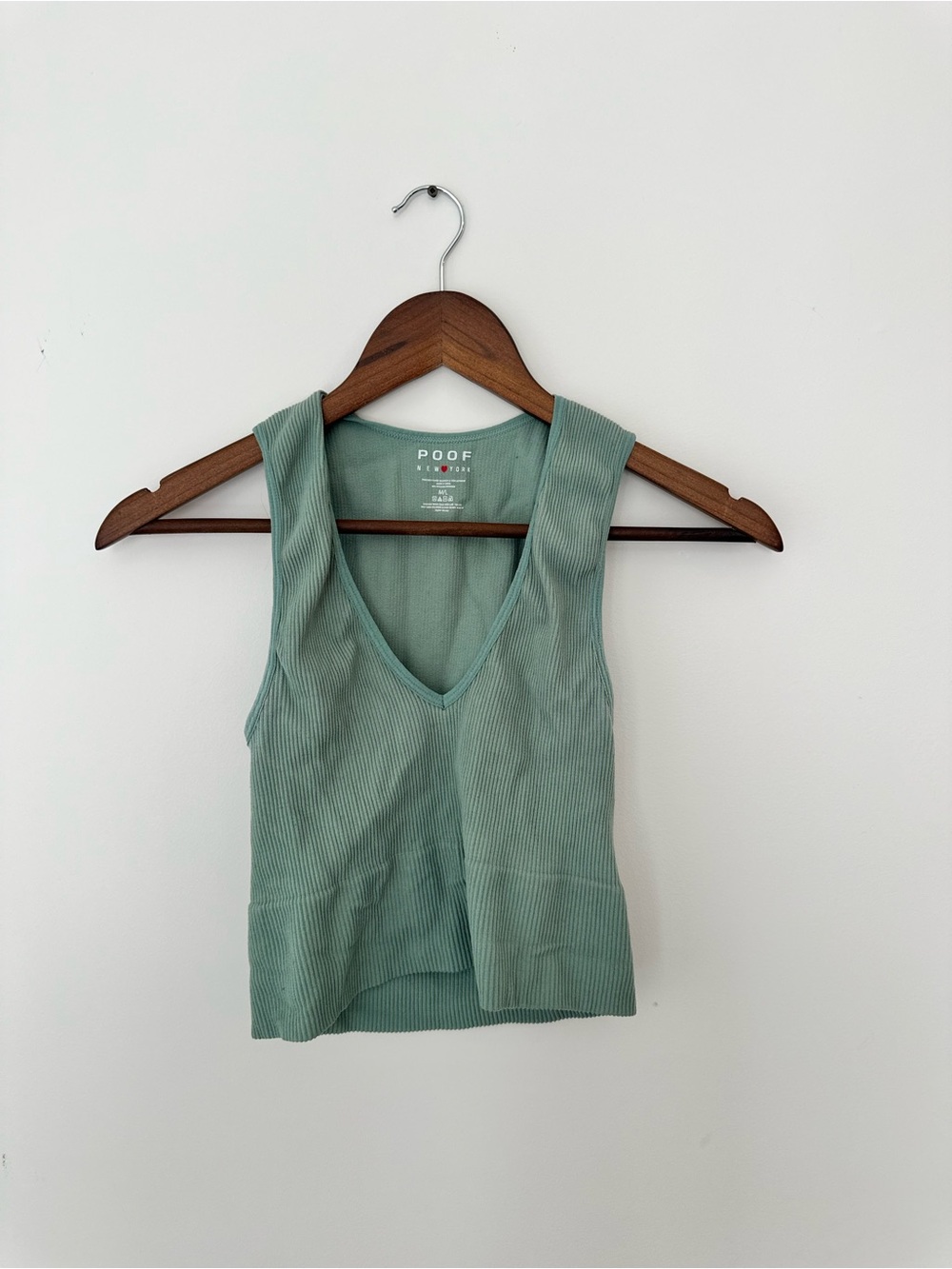 Sage Ribbed V-Neck Crop Tank